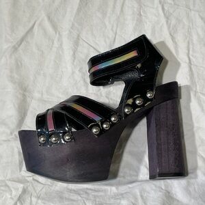 VINTAGE Underground Black and Iridescent Platform Sandals